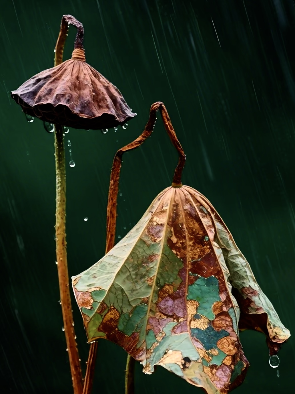 雨中残荷